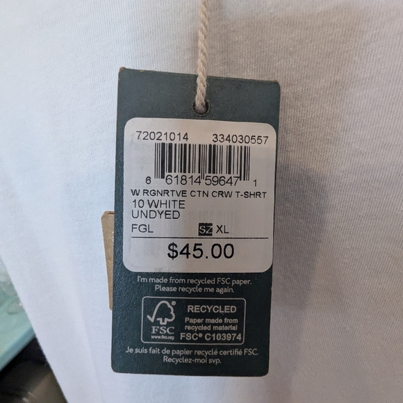 Tentree Regenerative Cotton Crew T-Shirt Undyed White Women's Size XL NWT - Picture 13 of 13